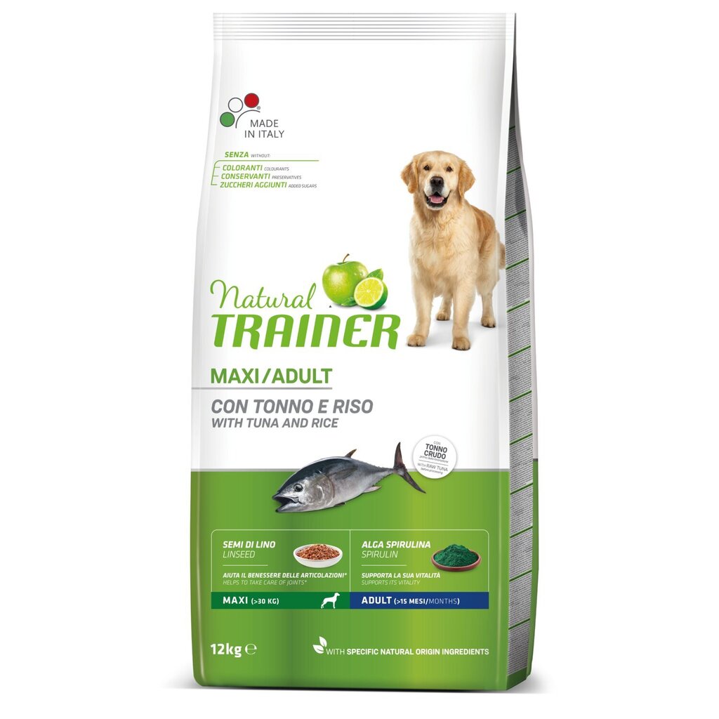 Natural trainer maxi adult tuna & amp;rice 12kg - tuunikaga kuivtoit suurt tõugu täiskasvanutele hind ja info | Kuivtoit koertele | kaup24.ee