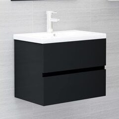 vidaXL valamukapp sisseehitatud valamuga, must, puitlaastplaat цена и информация | Шкафчики для ванной | kaup24.ee