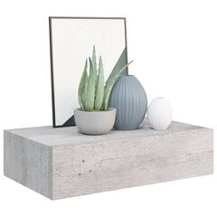 vidaXL sahtlitega seinariiulid, 2tk, betoonhall, 40 x 23,5 x 10cm MDF цена и информация | Полки | kaup24.ee