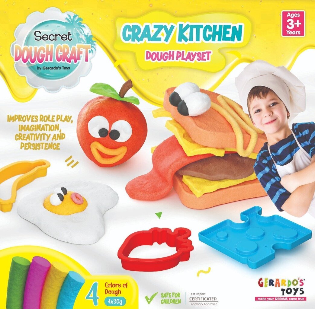 Plastiliinikomplekt Dough Craft Crazy Kitchen Dough Playset, 4x30g hind ja info | Arendavad mänguasjad | kaup24.ee