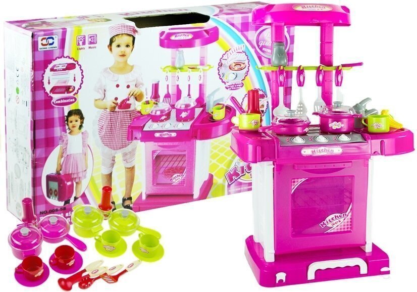 Suur 2in1 köök valgus/heliga, kohvrisse volditud цена и информация | Tüdrukute mänguasjad | kaup24.ee