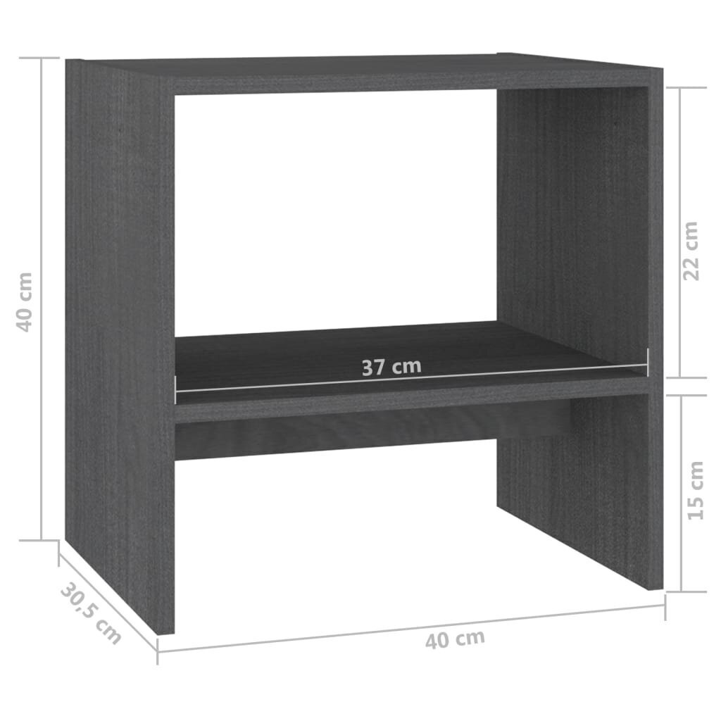 Öökapid vidaXL, 2 tk, hall, 40 x 30,5 x 40 cm, männipuit hind ja info | Öökapid | kaup24.ee