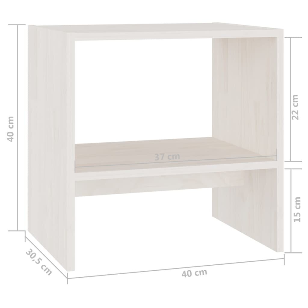 Öökapp vidaXL, valge, 40 x 30,5 x 40 cm, männipuit hind ja info | Öökapid | kaup24.ee