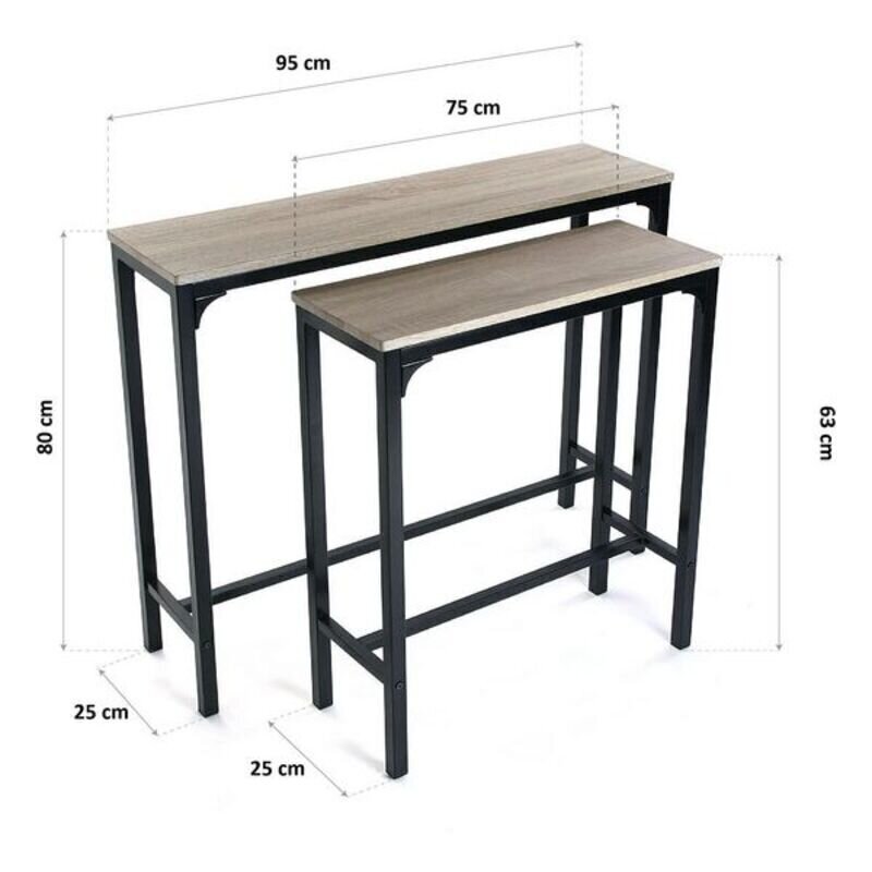 Kahe laua komplekt, 63x25x75 cm, pruun hind ja info | Diivanilauad | kaup24.ee