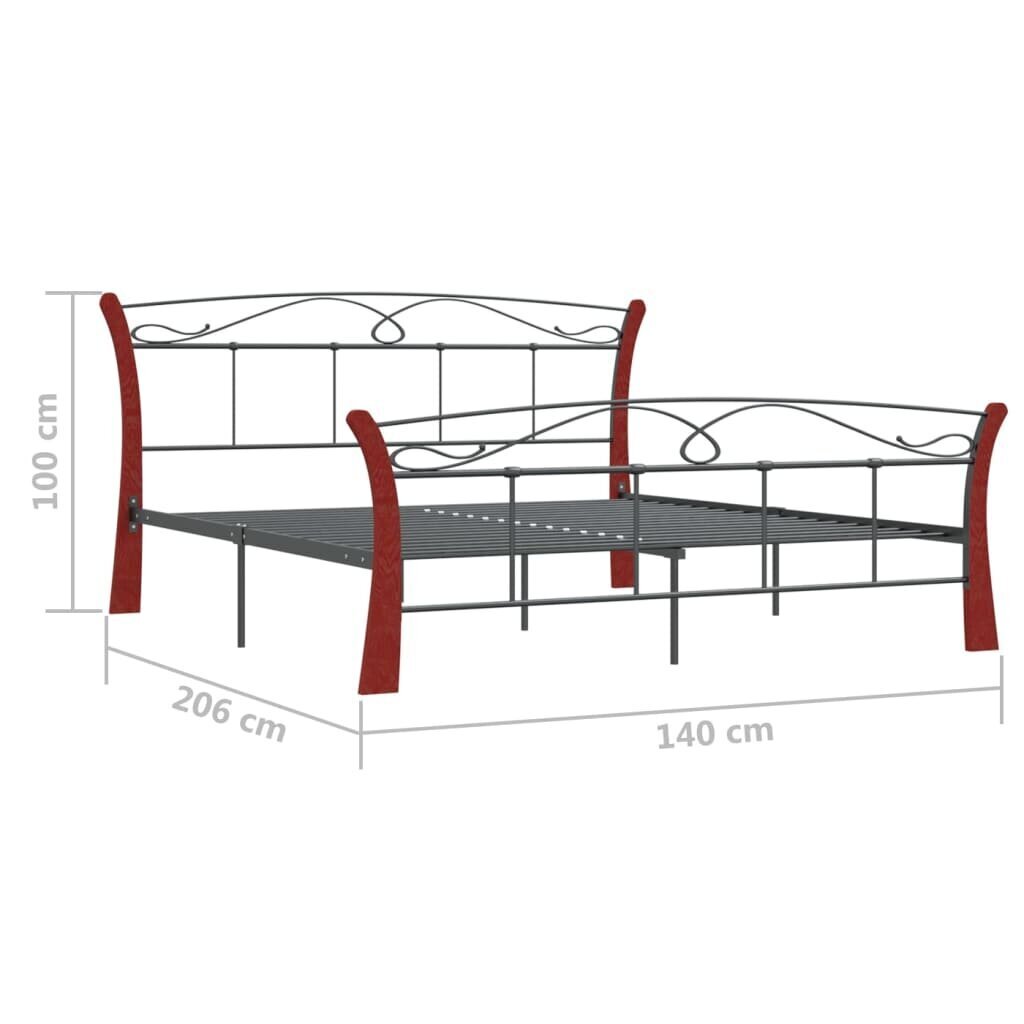 Voodiraam vidaXL, must, metall, 140 x 200 cm hind ja info | Voodid | kaup24.ee