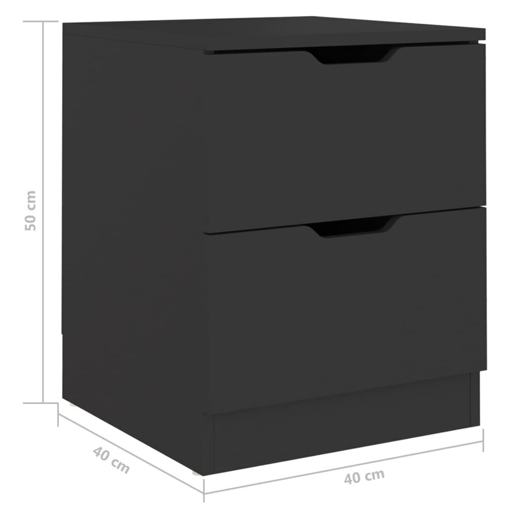 Öökapid vidaXL, 2 tk, must, 40 x 40 x 50 cm, puitlaastplaat hind ja info | Öökapid | kaup24.ee