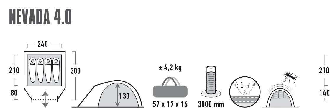 High Peak telk Nevada 4.0, hall цена и информация | Telgid | kaup24.ee