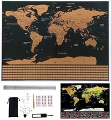 Maailmakaart reisikohtade märgistamiseks, kraabitav цена и информация | Карты мира | kaup24.ee