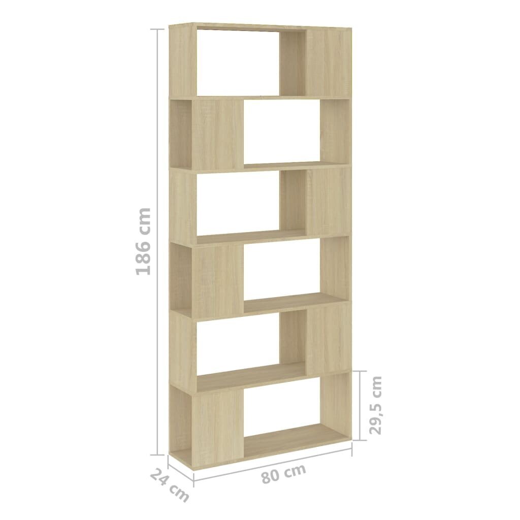 Raamaturiiul/ruumijagaja vidaXL, tamm, 80 x 24 x 186 cm, puitlaastplaat цена и информация | Riiulid | kaup24.ee