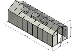 Kasvuhoone, alumiinium/polükarbonaat SANUS L-15 15 m2 цена и информация | Теплицы | kaup24.ee