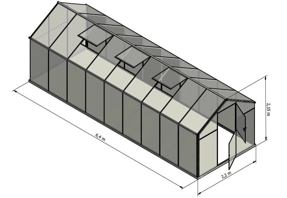 Kasvuhoone, alumiinium/polükarbonaat SANUS L-15 15 m2 hind ja info | Kasvuhooned | kaup24.ee