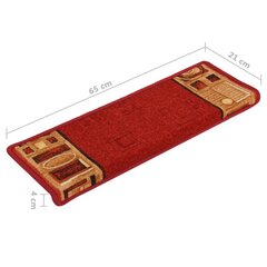 vidaXL isekleepuv trepivaip 15 tk, 65 x 25 cm, punane hind ja info | Vaibad | kaup24.ee