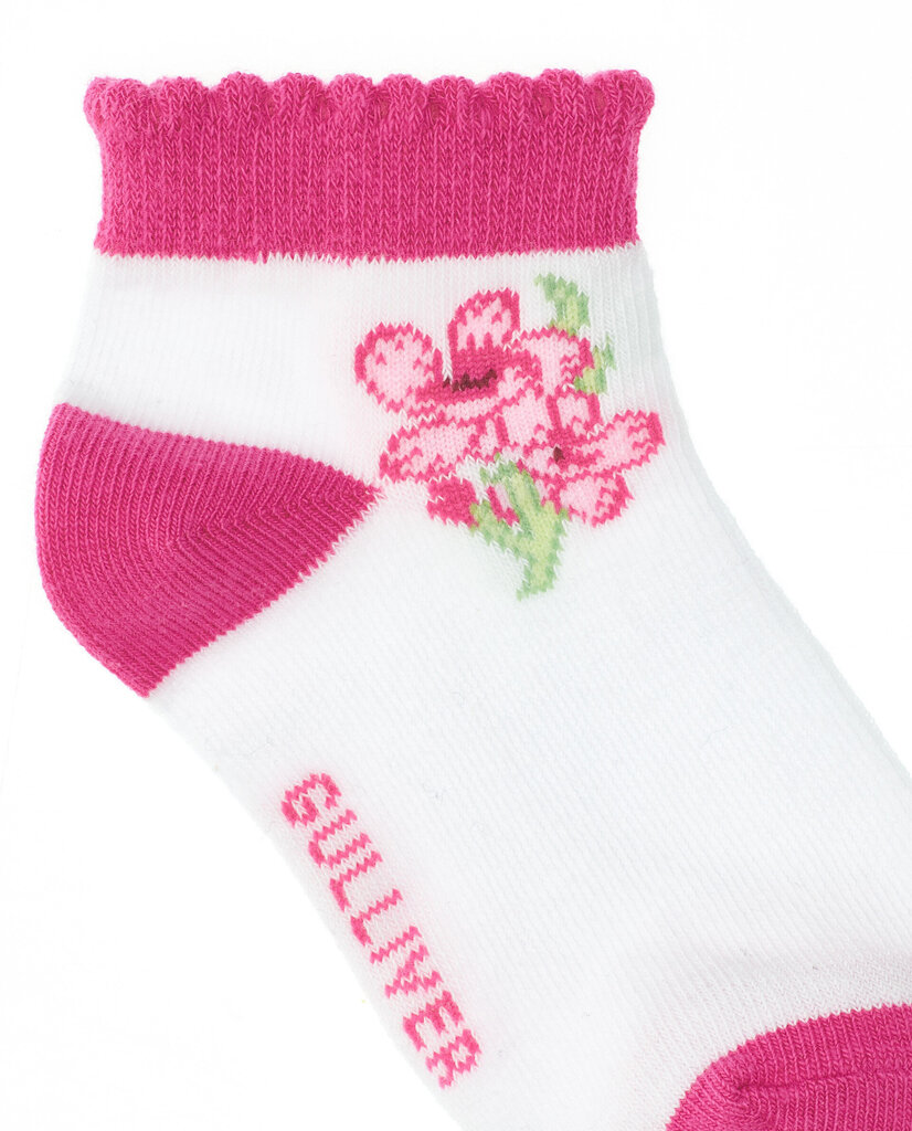 Tüdrukute sokid Gulliver, valge-roosa, 14*16 cm hind ja info | Tüdrukute sukkpüksid ja sokid | kaup24.ee