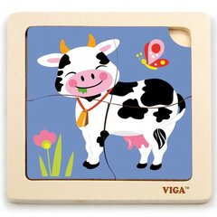 Моя первая деревянная головоломка Корова Viga, 4 шт. цена и информация | Пазлы | kaup24.ee