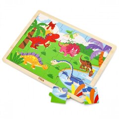 Puidust pusle Dinosaurused, 24 tk Viga цена и информация | Развивающие игрушки | kaup24.ee