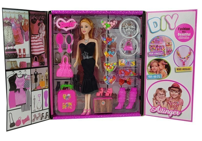Nukk musta kleidi, aksessuaaride ja komplektiga käevõrude loomiseks hind ja info | Tüdrukute mänguasjad | kaup24.ee
