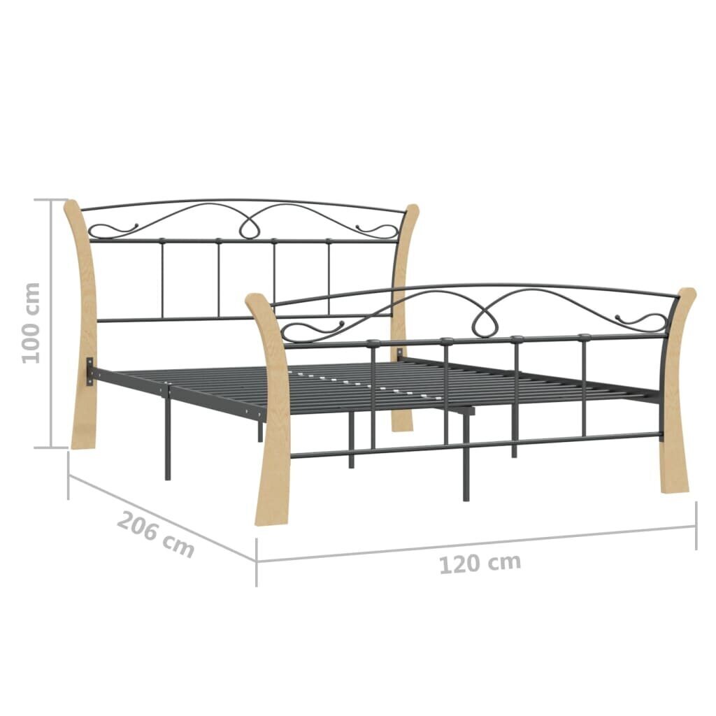 Voodiraam vidaXL, must, metall, 120 x 200 cm hind ja info | Voodid | kaup24.ee