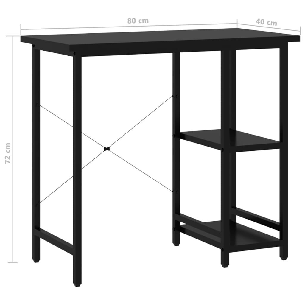 Arvutilaud vidaXL, must, 80 x 40 x 72 cm, MDF ja metall hind ja info | Arvutilauad, kirjutuslauad | kaup24.ee