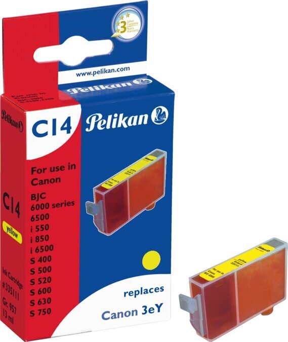 Pelikan Canon BJC3000/6000 (BCI-3) kollane Gr.957 hind ja info | Tindiprinteri kassetid | kaup24.ee