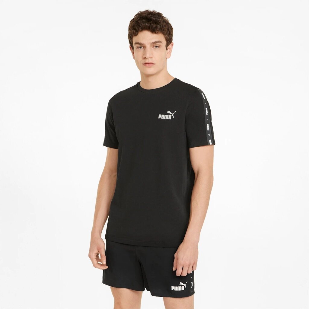 Meeste lühikeste varrukatega T-särk Puma Essentials+ Tape, Must S6436238 цена и информация | Meeste spordiriided | kaup24.ee