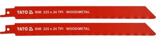 Tikksae terad metallile, 2 tk, 225x20x1mm 24TPI (YT-33934) hind ja info | Käsitööriistad | kaup24.ee