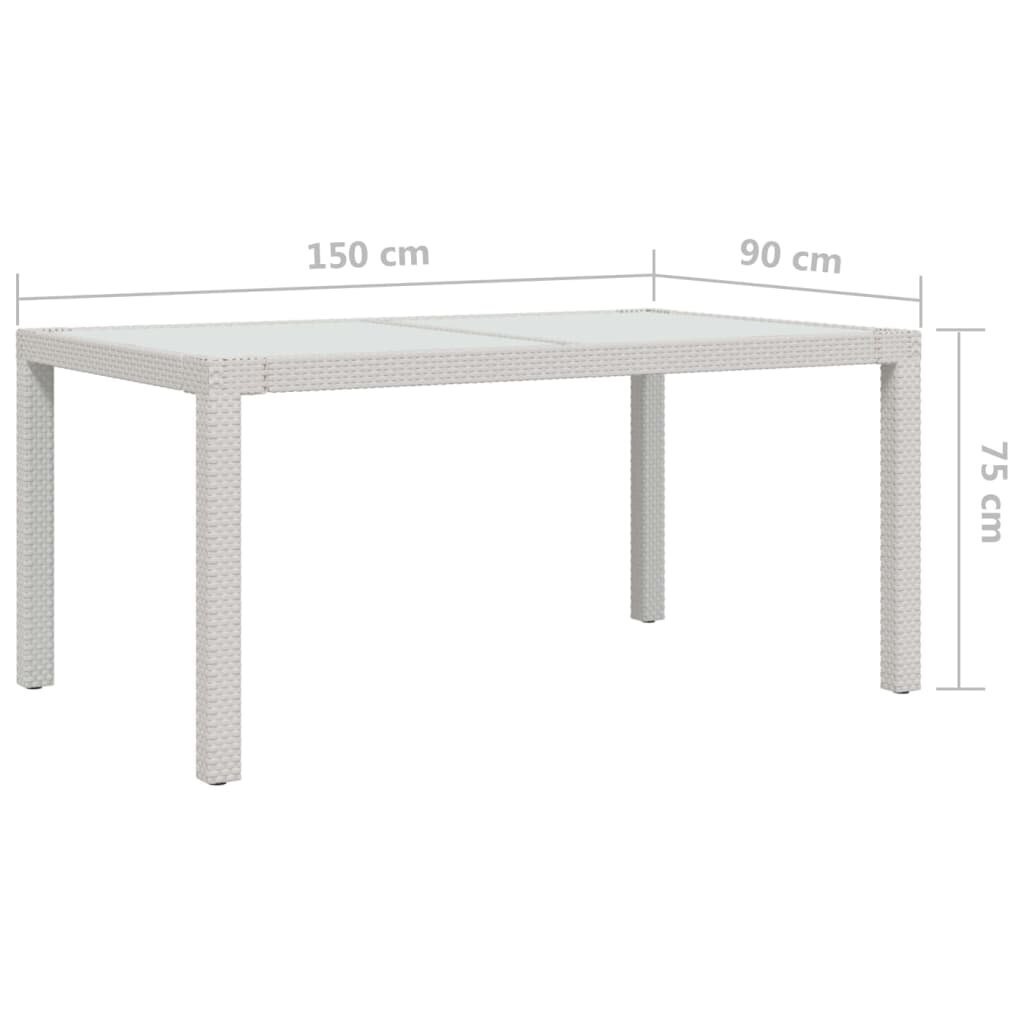 vidaXL Aialaud, valge, 150x90x75cm, karastatud klaas/polüiretaan hind ja info | Aialauad | kaup24.ee