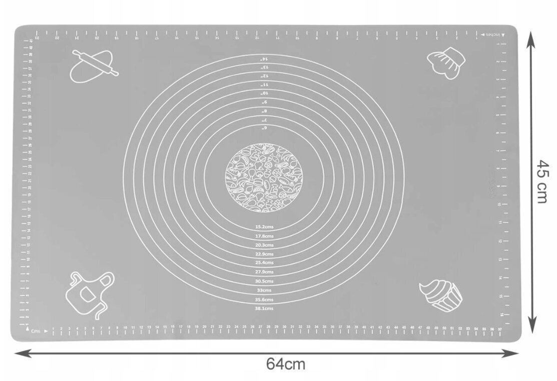 Silikoonmatt taigna sõtkumiseks ja küpsetamiseks XXL, 45x64cm цена и информация | Köögitarbed | kaup24.ee