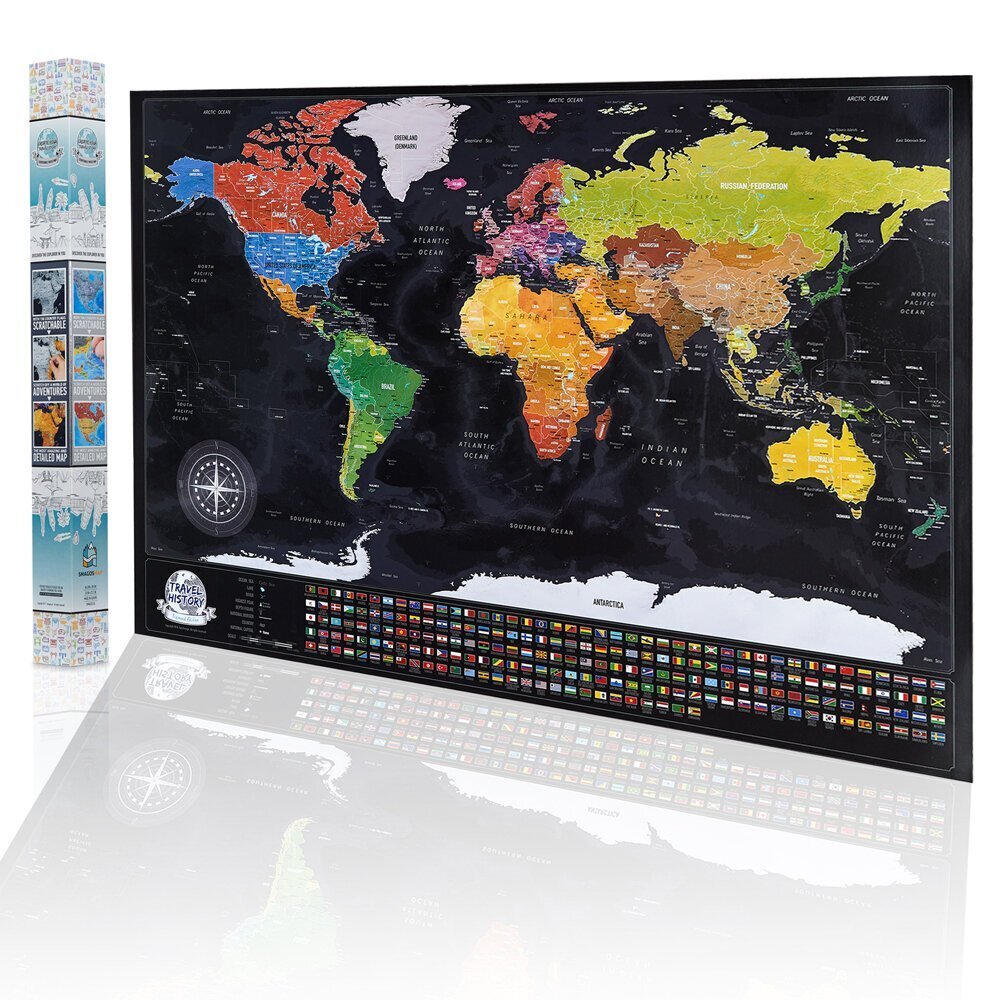 Kraabitav maailmakaart 70x50cm цена и информация | Maailmakaardid | kaup24.ee