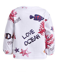 Gulliveri T-särk tüdrukutele ornamentiga "Ookeani elanikud", valge hind ja info | Tüdrukute särgid | kaup24.ee
