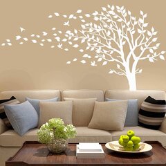 Tuules puhuva suure puu seinakleebis, vinüülkunst (valget värvi) - 300 cm x 180 cm hind ja info | Seinakleebised | kaup24.ee
