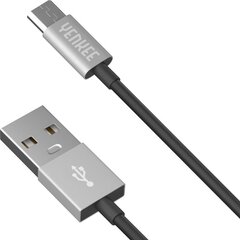 YENKEE, 2.0 USB A - micro USB (USB B), 480 Mbps, 2.1A, 1m, alumiiniumist korpus, hall/must hind ja info | Mobiiltelefonide kaablid | kaup24.ee