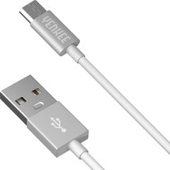 YENKEE, 2.0 USB A - micro USB (USB B), 480 Mbps, 2.1A, 2m, alumiiniumist korpus, valge/must hind ja info | Mobiiltelefonide kaablid | kaup24.ee