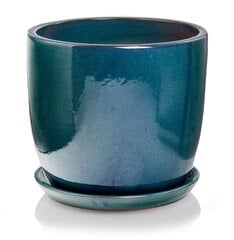 Керамический горшок Glazed, круглый, с тарелкой, бирюзовый, 32 x 26 (А) см цена и информация | Вазоны | kaup24.ee