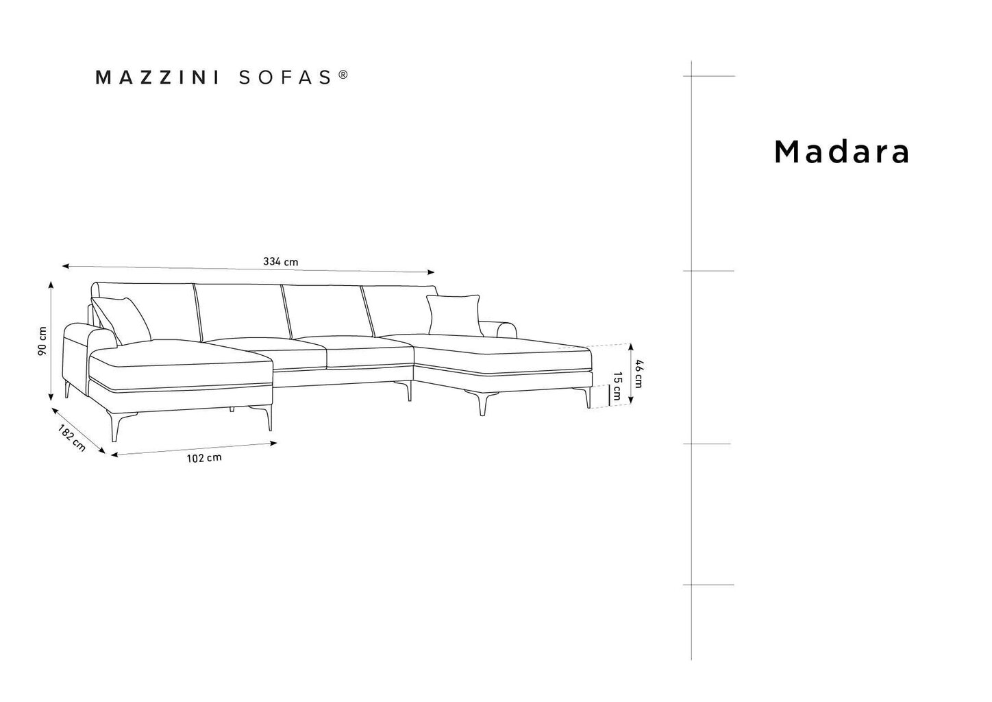 Pehme nurgadiivan Mazzini Sofas Madara 6S, hall/kuldne värv hind ja info | Nurgadiivanid ja nurgadiivanvoodid | kaup24.ee