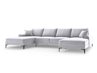 Pehme nurgadiivan Mazzini Sofas Madara 6S, helehall/must цена и информация | Угловые диваны | kaup24.ee