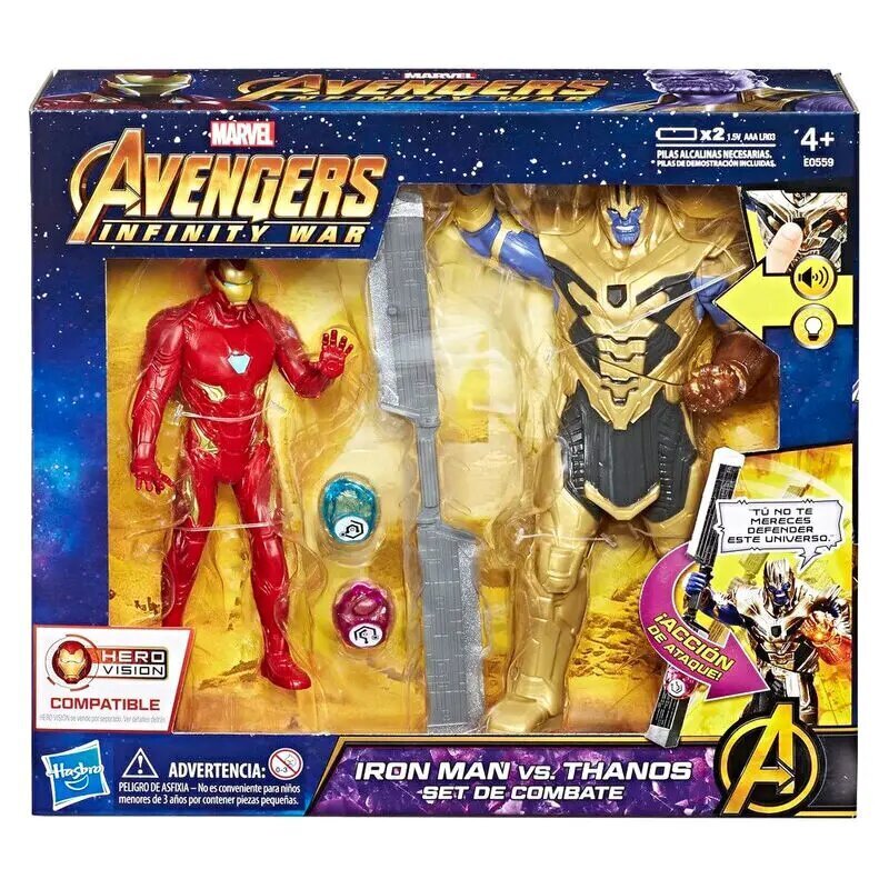 Marvel 2 mängufiguuri komplekt Avengers Raudmees vs Thanos hind ja info | Poiste mänguasjad | kaup24.ee