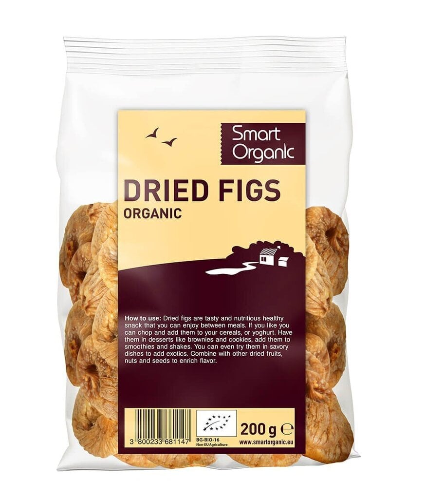 Kuivatatud viigimarjad Smart Organic, 200g hind ja info | Pähklid, seemned, kuivatatud puuviljad | kaup24.ee