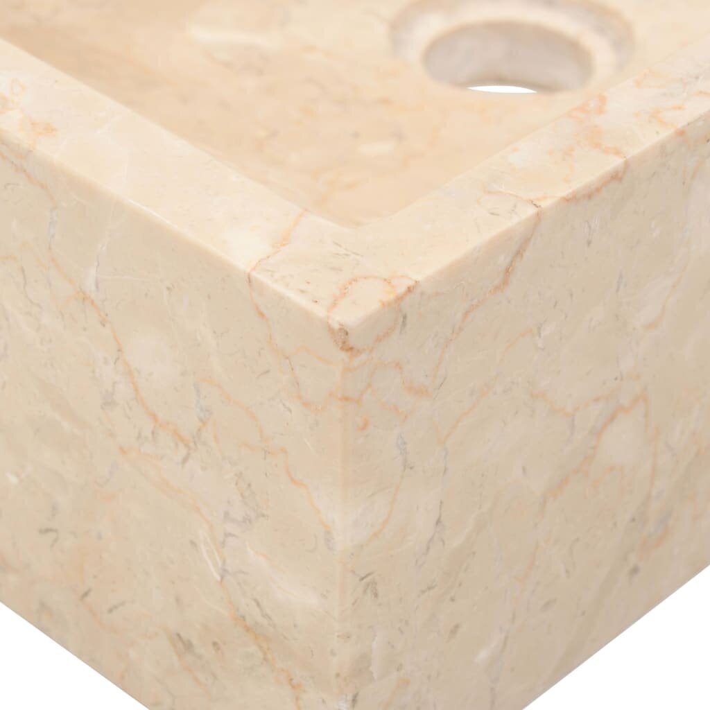 vidaXL vannitoakapp, tiikpuu, valamutega, marmor, kreemjas цена и информация | Vannitoakapid | kaup24.ee