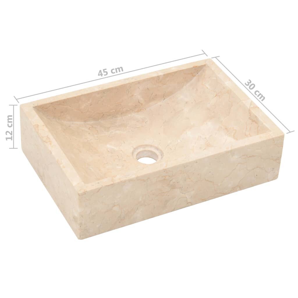 vidaXL vannitoakapp, tiikpuu, valamutega, marmor, kreemjas цена и информация | Vannitoakapid | kaup24.ee
