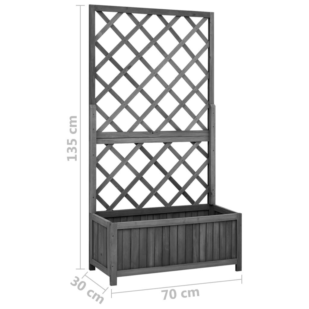 vidaXL võrega taimekast, must, 70 x 30 x 135 cm, nulupuit hind ja info | Istutus- ja turbapotid | kaup24.ee