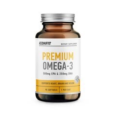 Iconfit Omega 3 High Strength 1000mg 90 kapslit цена и информация | Витамины, пищевые добавки, препараты для иммунитета | kaup24.ee