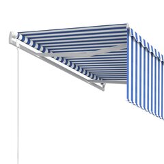 vidaXL automaatselt sissetõmmatav varikatus, 3x2,5 m, sinine/valge hind ja info | Päikesevarjud, markiisid ja alused | kaup24.ee