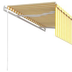 vidaXL automaatselt sissetõmmatav varikatus, 3x2,5 m, kollane/valge hind ja info | Päikesevarjud, markiisid ja alused | kaup24.ee