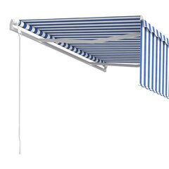 vidaXL automaatne varikatus rulooga, 4 x 3 m, sinine/valge hind ja info | Päikesevarjud, markiisid ja alused | kaup24.ee