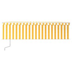 vidaXL automaatne varikatus rulooga, 5 x 3 m, kollane/valge hind ja info | Päikesevarjud, markiisid ja alused | kaup24.ee