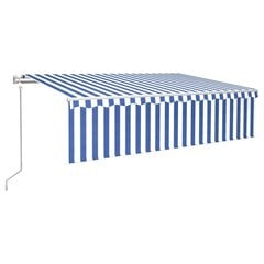 vidaXL automaatne varikatus rulooga, 6 x 3 m, sinine/valge hind ja info | Päikesevarjud, markiisid ja alused | kaup24.ee