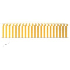 vidaXL automaatne varikatus rulooga, 6 x 3 m, kollane/valge hind ja info | Päikesevarjud, markiisid ja alused | kaup24.ee