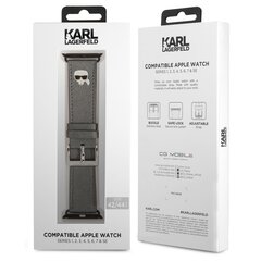 KLAWLOKHG Karl Lagerfeld Karl Head PU Watch Strap for Apple Watch 42/44mm Silver цена и информация | Аксессуары для смарт-часов и браслетов | kaup24.ee