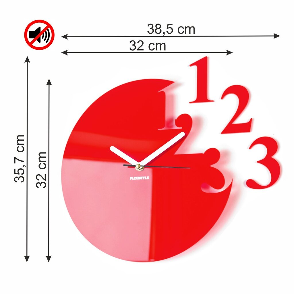 Seinakell põgenenud numbrid, punane цена и информация | Kellad | kaup24.ee