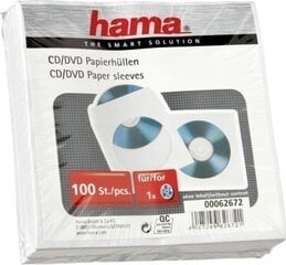 Hama CD-ROM Paper Sleeves 100 white цена и информация | Виниловые пластинки, CD, DVD | kaup24.ee